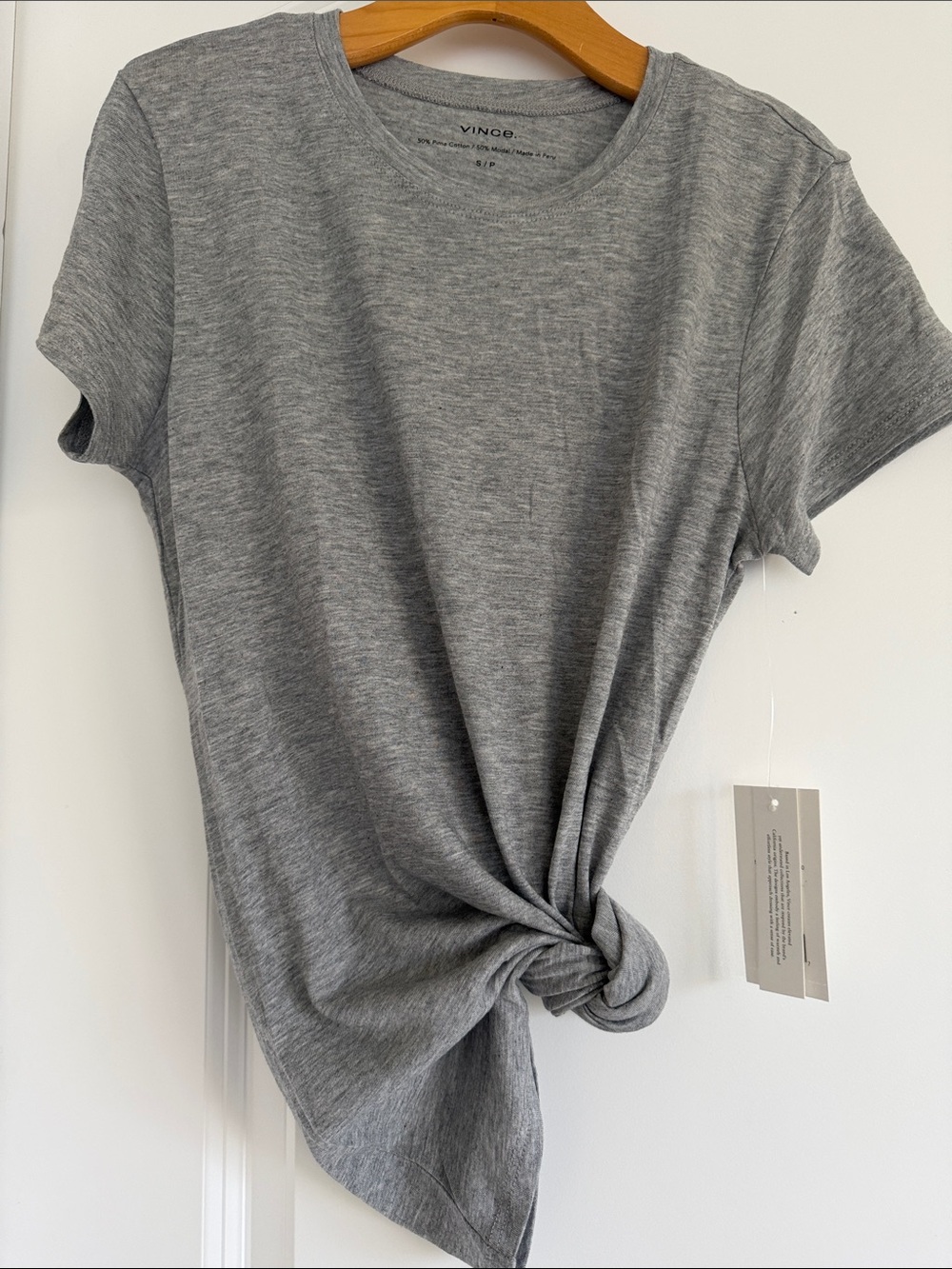 Vince Heather Gray Short Sleeve Crewneck Tee Pima cotton-modal XS NWT